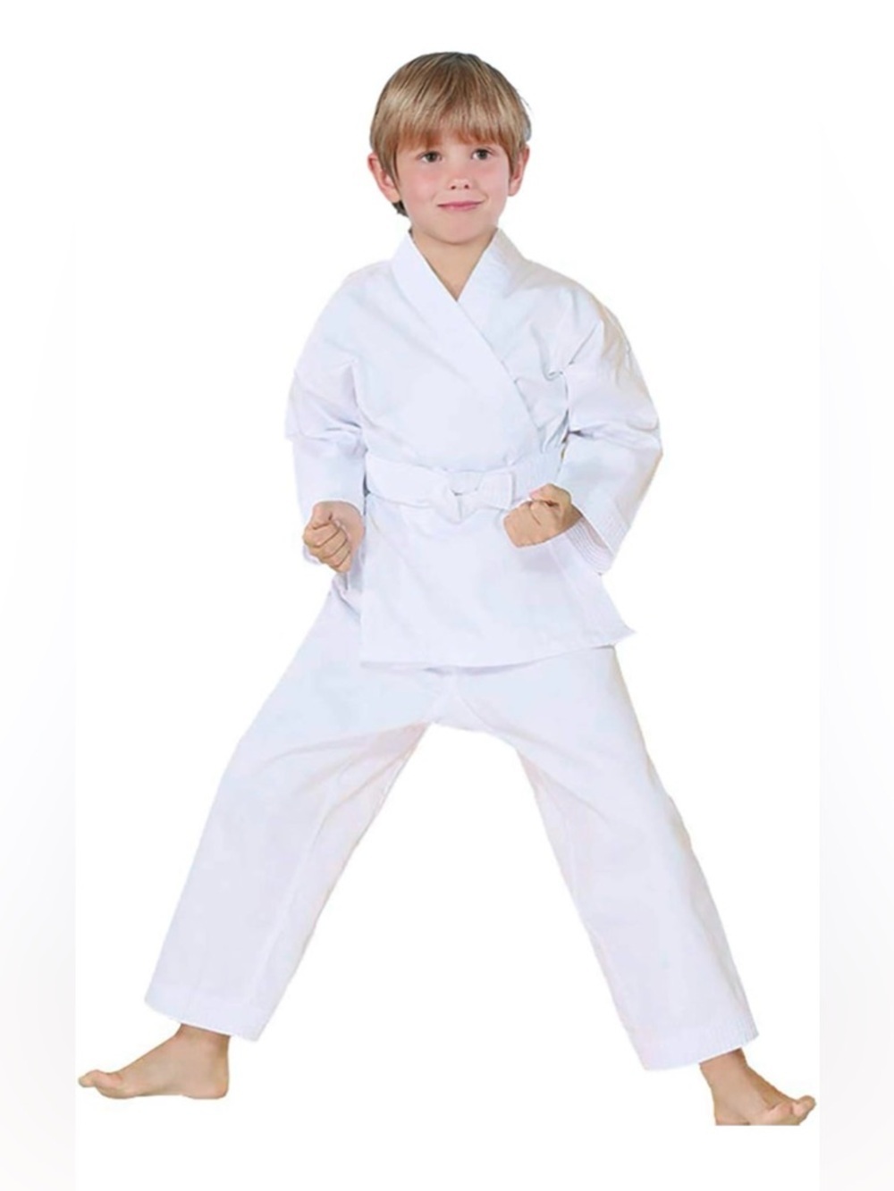 Karate Uniform with White Belt, White Karate Gi for Kids Size 0000 (3-3.5”)